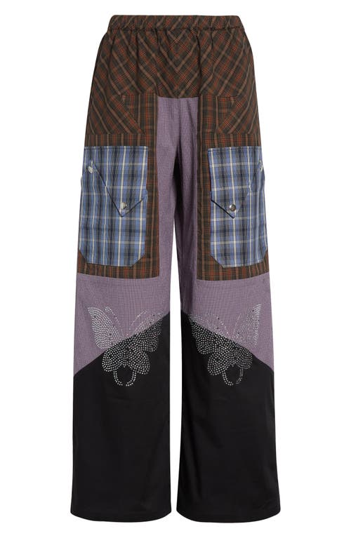 Chopova Lowena Bega Mixed Media Trousers In Brown
