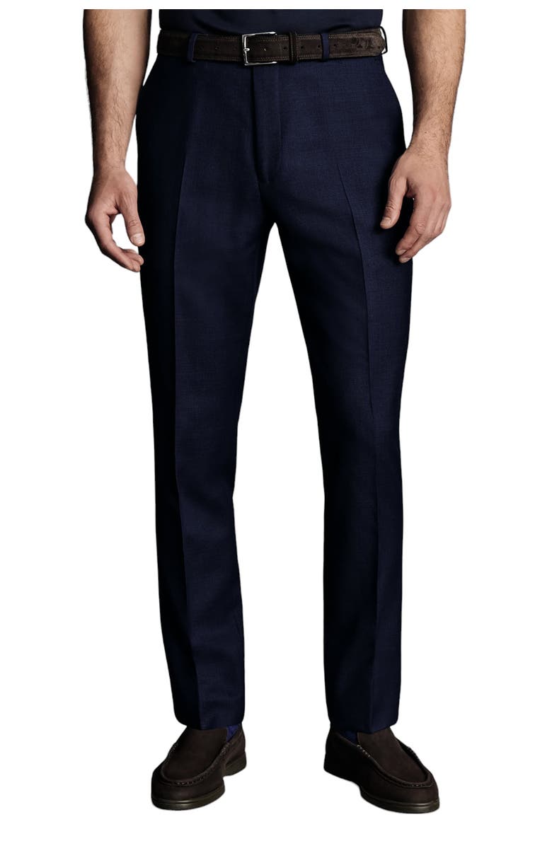 Charles Tyrwhitt Slim Fit Natural Stretch Birdseye Suit Trouser, Main, color, Indigo Blue