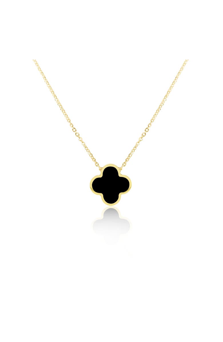 The Lovery Fine Jewelry Extra Large Onyx Single Clover Necklace, Main, color, Yellow Gold