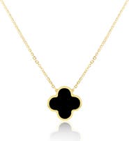 The Lovery Fine Jewelry Extra Large Onyx Single Clover Necklace