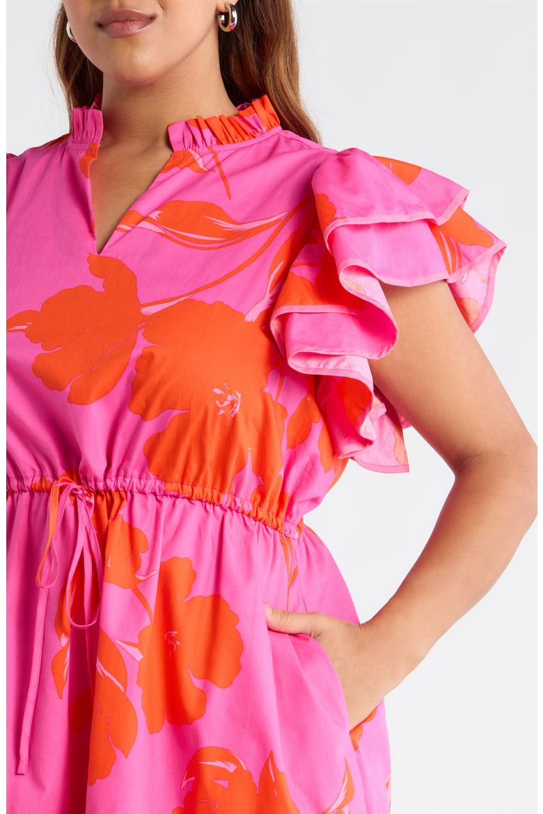 Aurea Floral Alina Ruffle Minidress, Alternate, color, PINK/RED MULTI