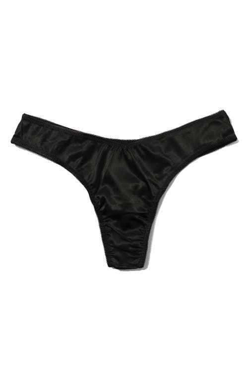 Hanky Panky Dark & Dangerous High Cut Satin Thong In Black