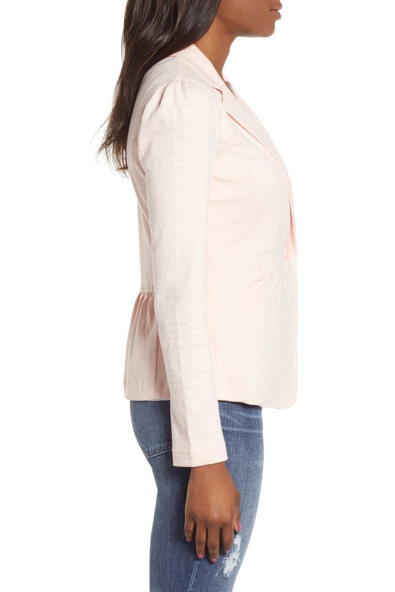 Knit One-Button Blazer, Alternate, color, PINK CHINTZ