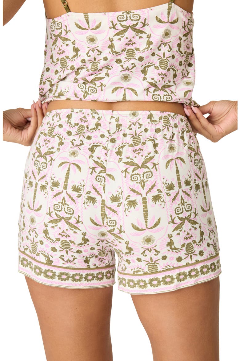 Deja Vu Dreams Sleep Shorts, Alternate, color, OLIVE/PINK MULTI