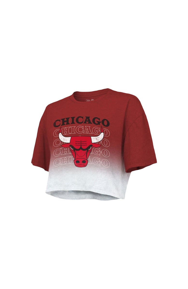 Majestic Threads Women's Majestic Threads Red/White Chicago Bulls Repeat Dip-Dye Cropped T-Shirt, Alternate, color, Red