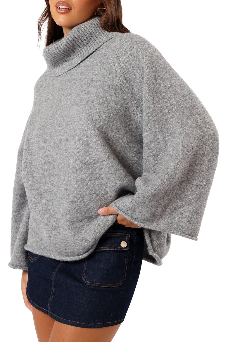 Bindy Oversize Turtleneck Sweater, Alternate, color, GREY