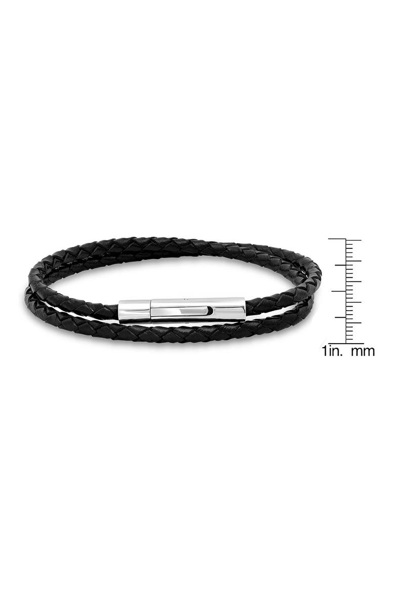 Braided Leather Wrap Bracelet, Alternate, color, BLACK