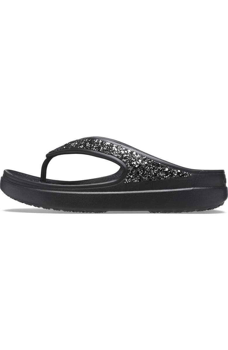 CROCS Sloane Glitter Platform Flip-Flop Sandal, Alternate, color, Black/ Black