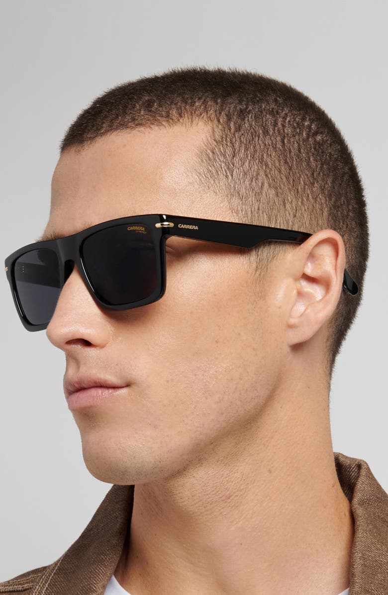 Carrera Eyewear 55mm Gradient Rectangular Flat Top Sunglasses, Alternate, color, Black/ Grey