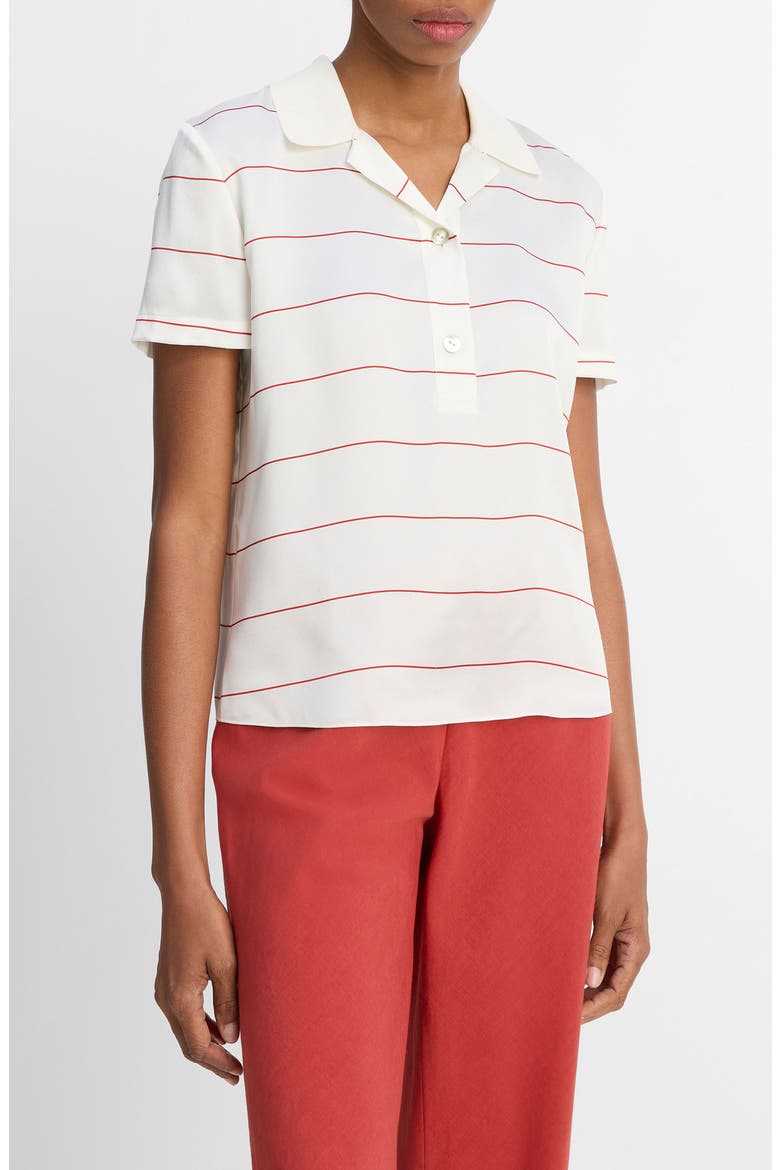 Stripe Relaxed Fit Polo, Alternate, color, CREAM/BRICK ROSE