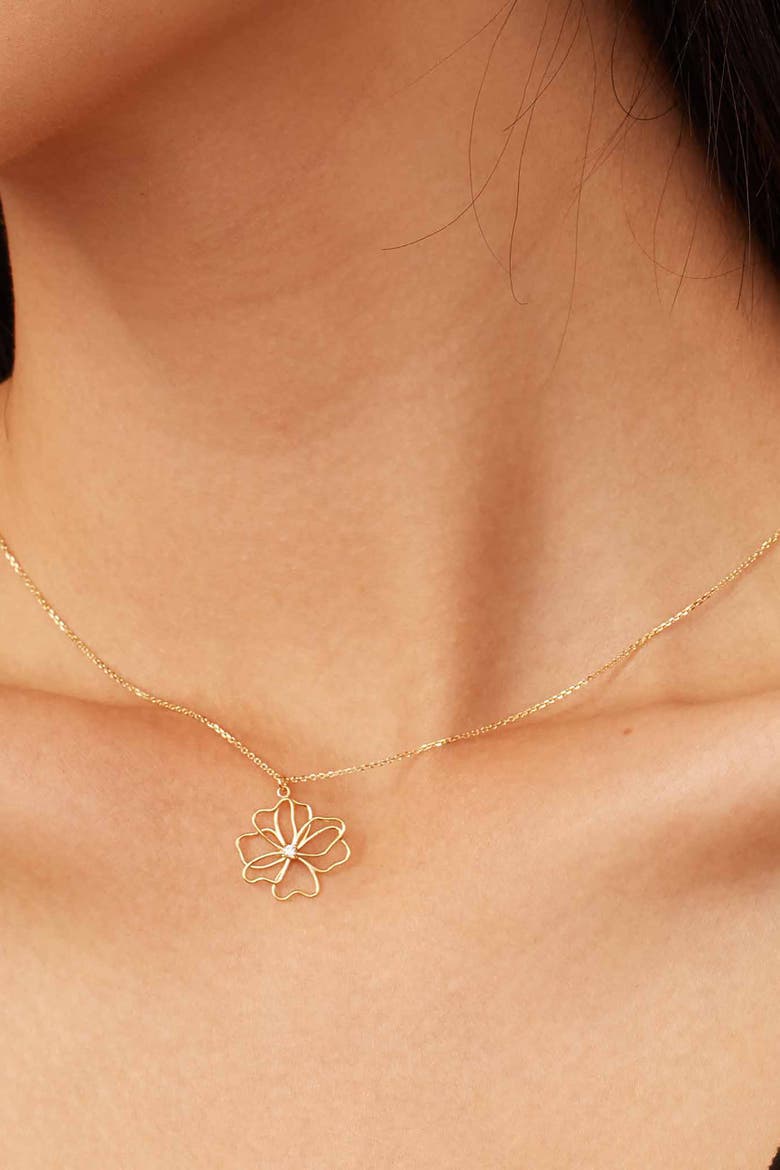 14K Yellow Gold Full Bloom Pendant Necklace, Alternate, color, Yellow Gold
