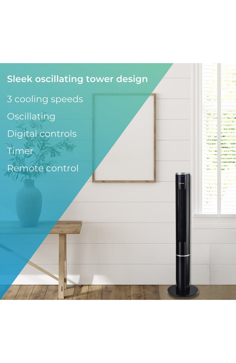 Kenmore 43 Inch Black Bladeless Slim Tower Fan, Alternate, color, Black