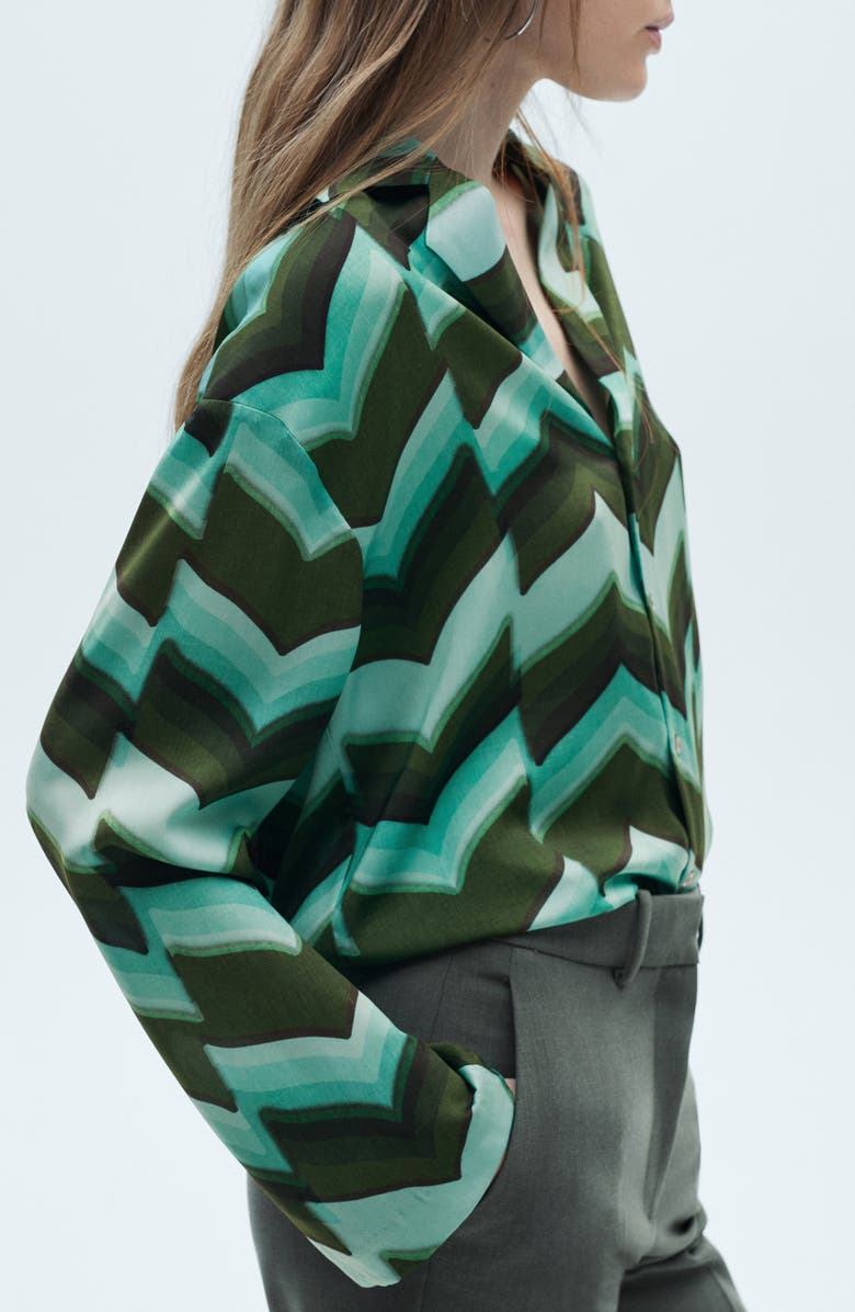 MANGO Chevron Print Button-Up Shirt, Alternate, color, 