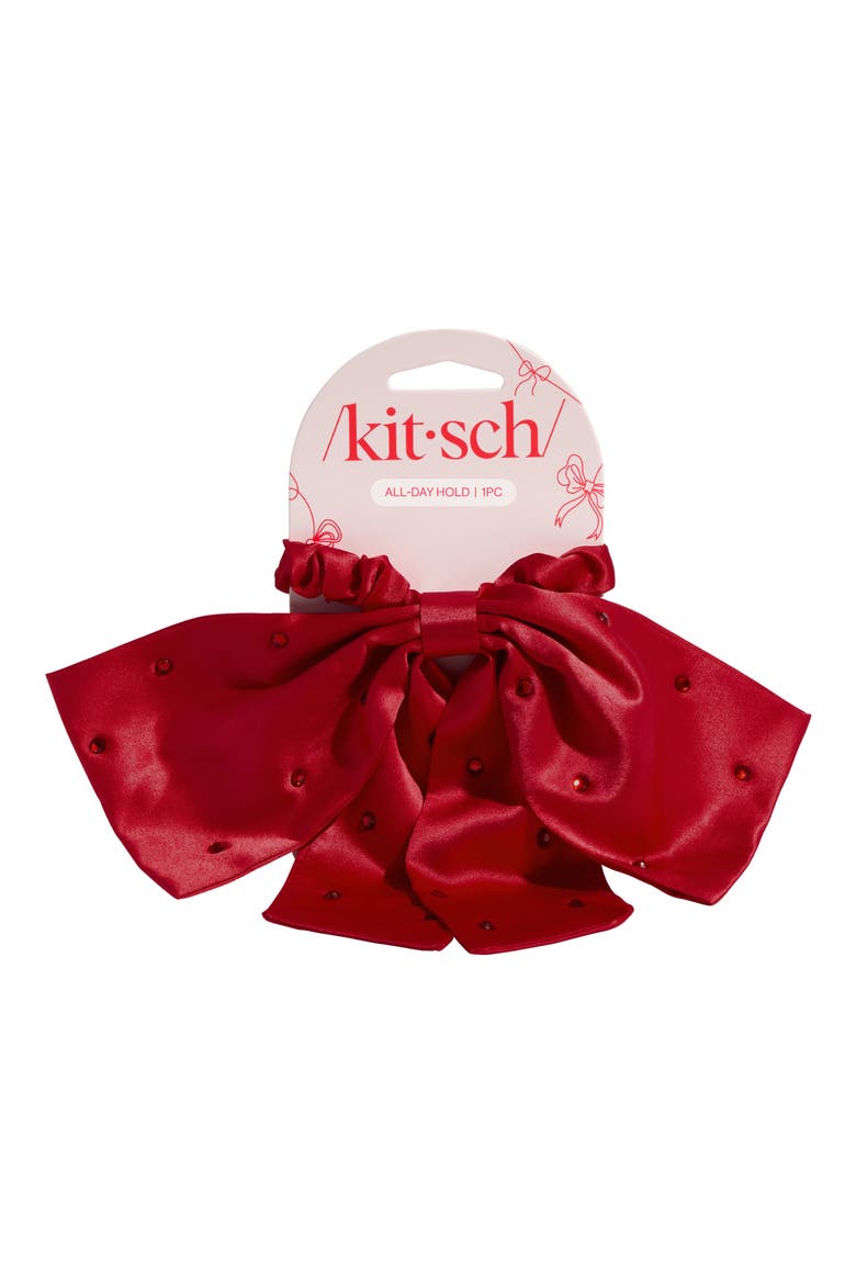 Satin Rhinestone Bow Scrunchie (Limited Edition), Alternate, color, NO COLOR