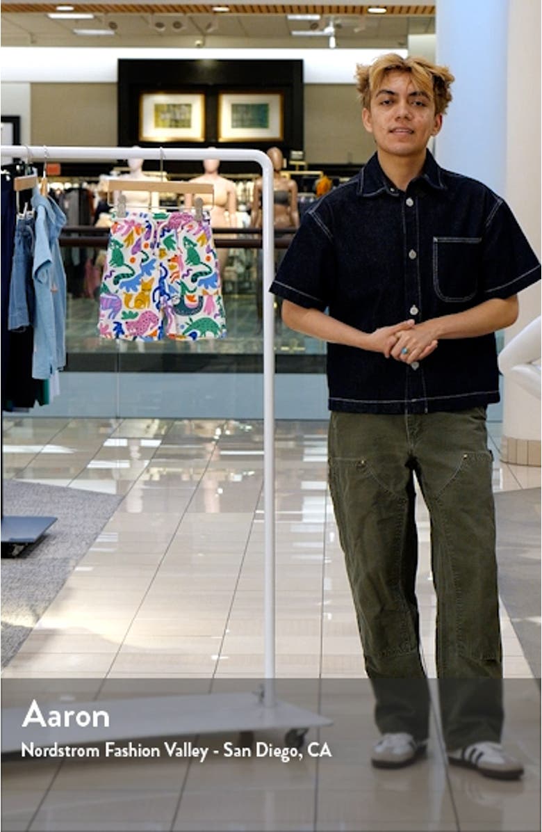 Kids' Safari Print Cotton Sweat Shorts, sales video thumbnail