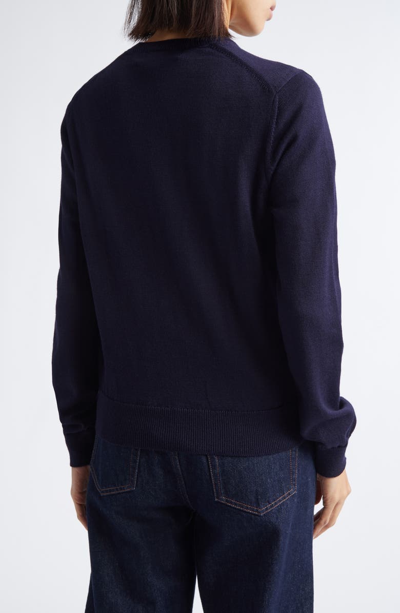 Comme des Garçons Girl Ribbon Bow Wool Cardigan, Alternate, color, Navy