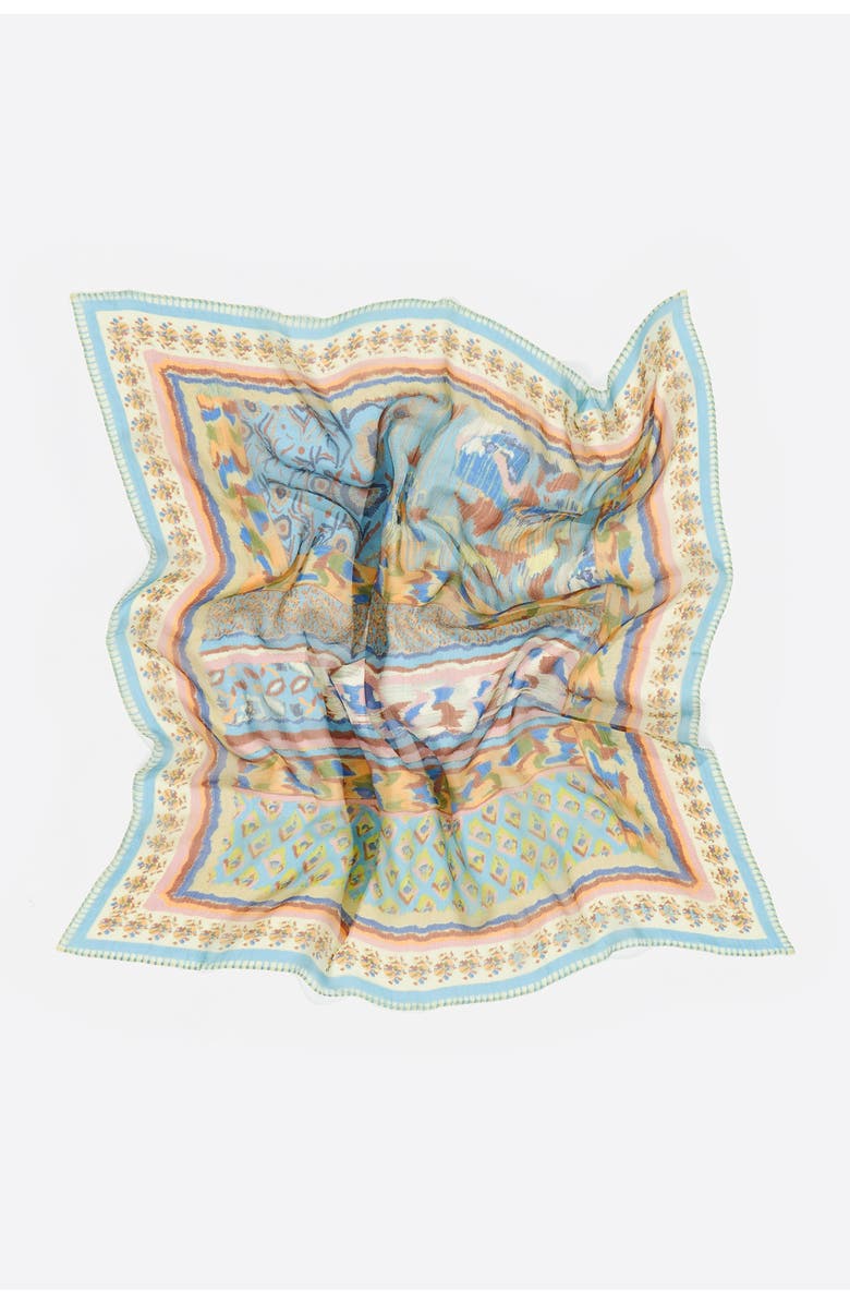 Bimba y Lola Ikat Floral Striped Scarf, Alternate, color, Blue