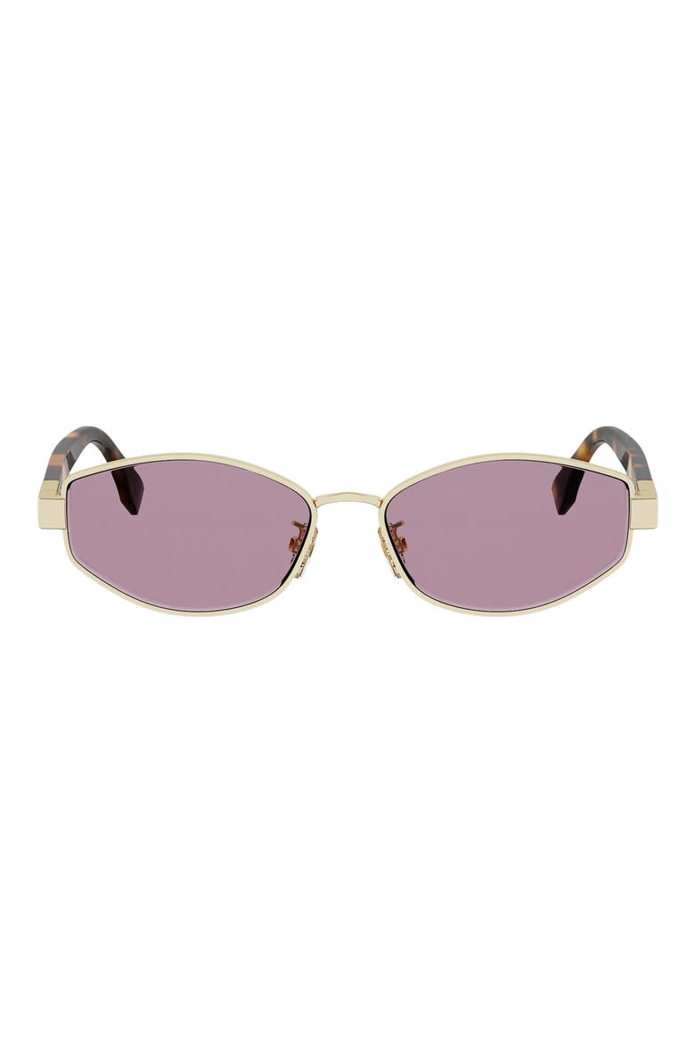 Baguette 56mm Geometric Sunglasses, Main, color, SHINY ENDURA GOLD / BORDEAUX