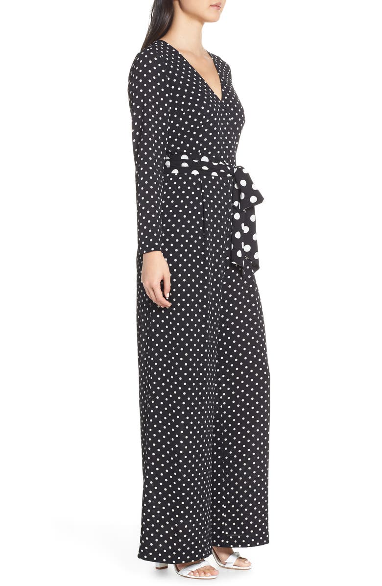 Eliza J Polka Dot Crepe Jumpsuit, Alternate, color,