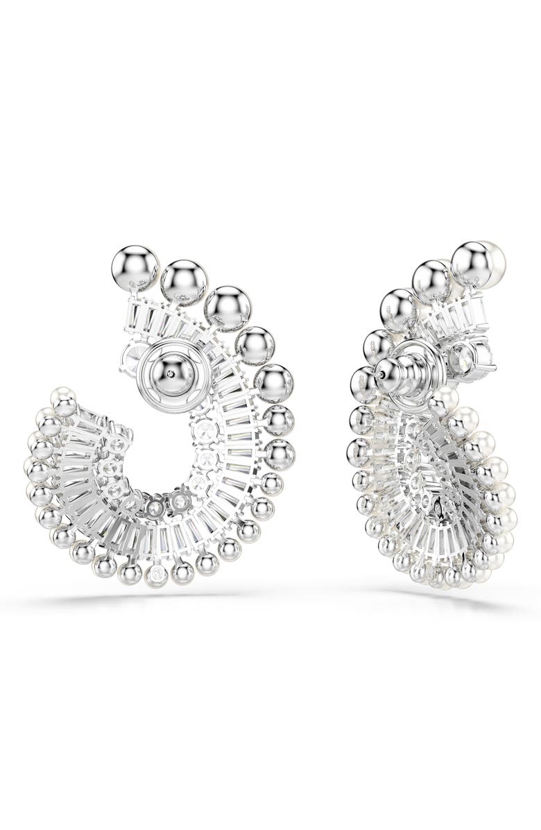 Swarovski x Ariana Grande Mixed-Cut Cubic Zirconia & Faux Pearl Hoop Earrings, Alternate, color, 