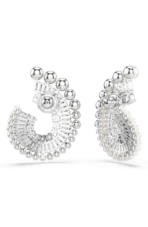 SWAROVSKI SWAROVSKI X ARIANA GRANDE MIXED-CUT CUBIC ZIRCONIA & FAUX PEARL HOOP EARRINGS