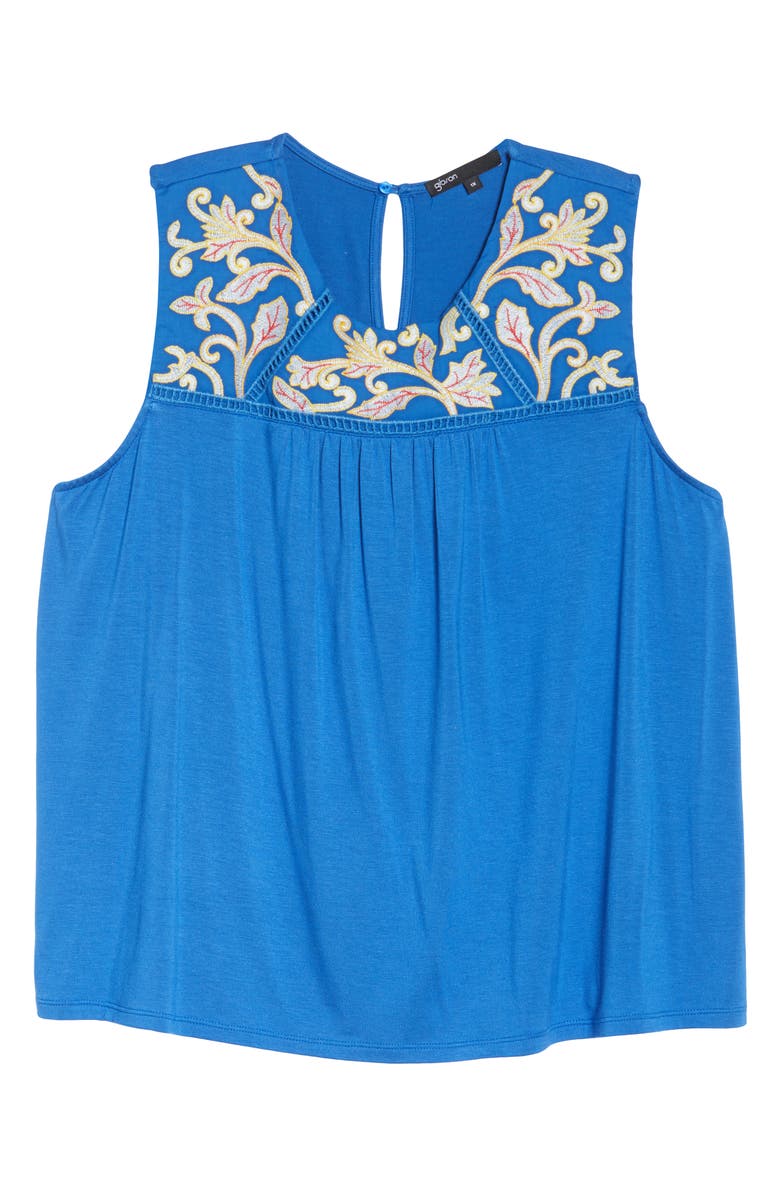 GIBSONLOOK Gibson x Hi Sugarplum! Limone Floral Yoke Sleeveless Top, Alternate, color,