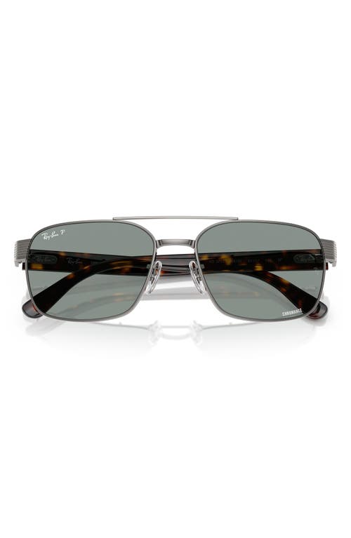 Ray Ban Rb3751ch Chromance Sunglasses Havana Frame Blue Lenses Polarized 61-17 In Gunmetal
