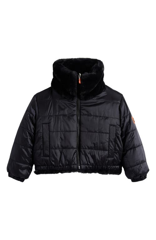 Save The Duck Ceri Reversible Faux Fur Puffer Jacket In Black