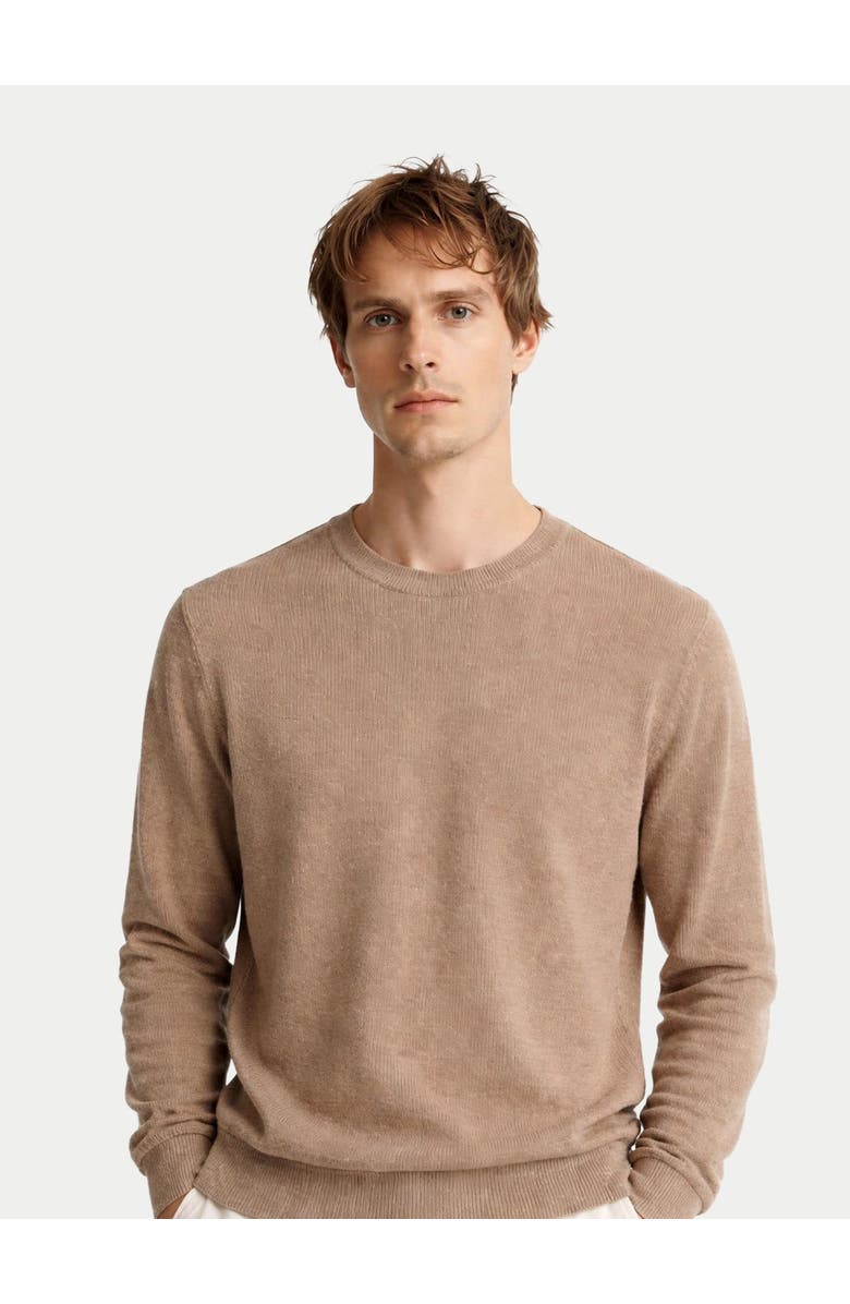 Gobi Cashmere Men's Crewneck Cotton Silk Cashmere Blend Sweater, Alternate, color, Timber Wolf