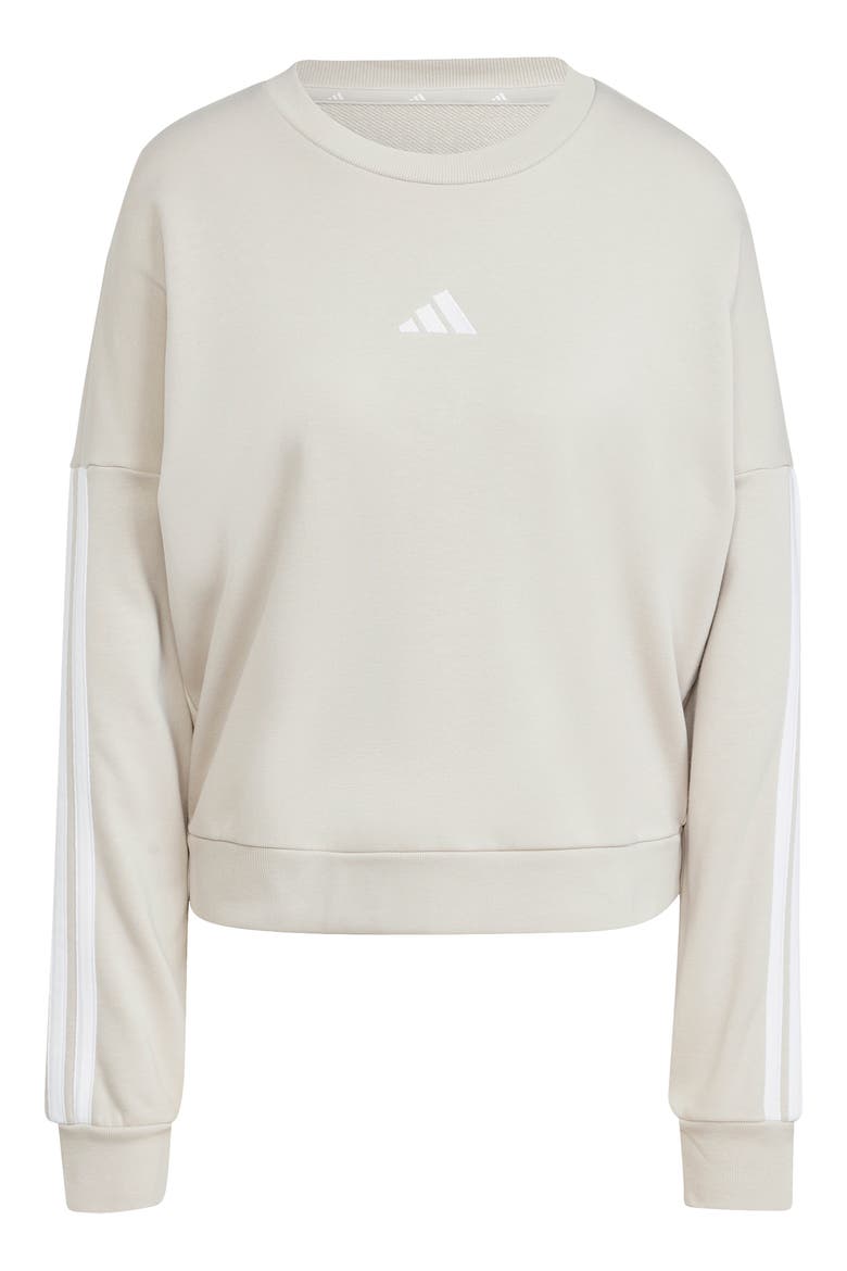 3-Stripes French Terry Sweatshirt, Alternate, color, WONDER ALUMINA/ WHITE