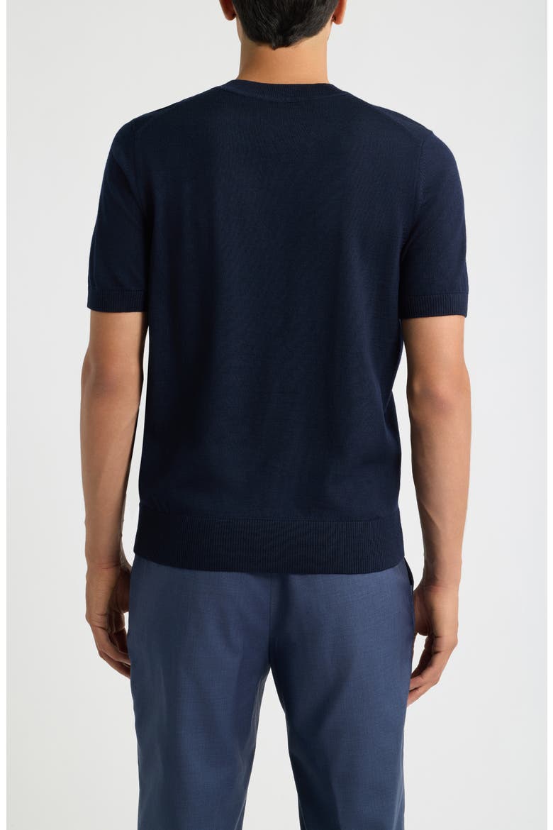 Virgin Wool Short Sleeve Sweater, Alternate, color, DARK BLUE