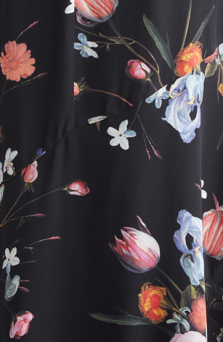 Erdem Floral A-Line Crepe Midi Skirt, Alternate, color, Dutch Flower Painting Black