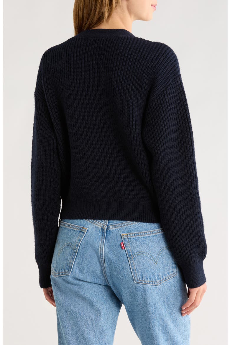 Bead Detail Rib Cardigan, Alternate, color, NAVY