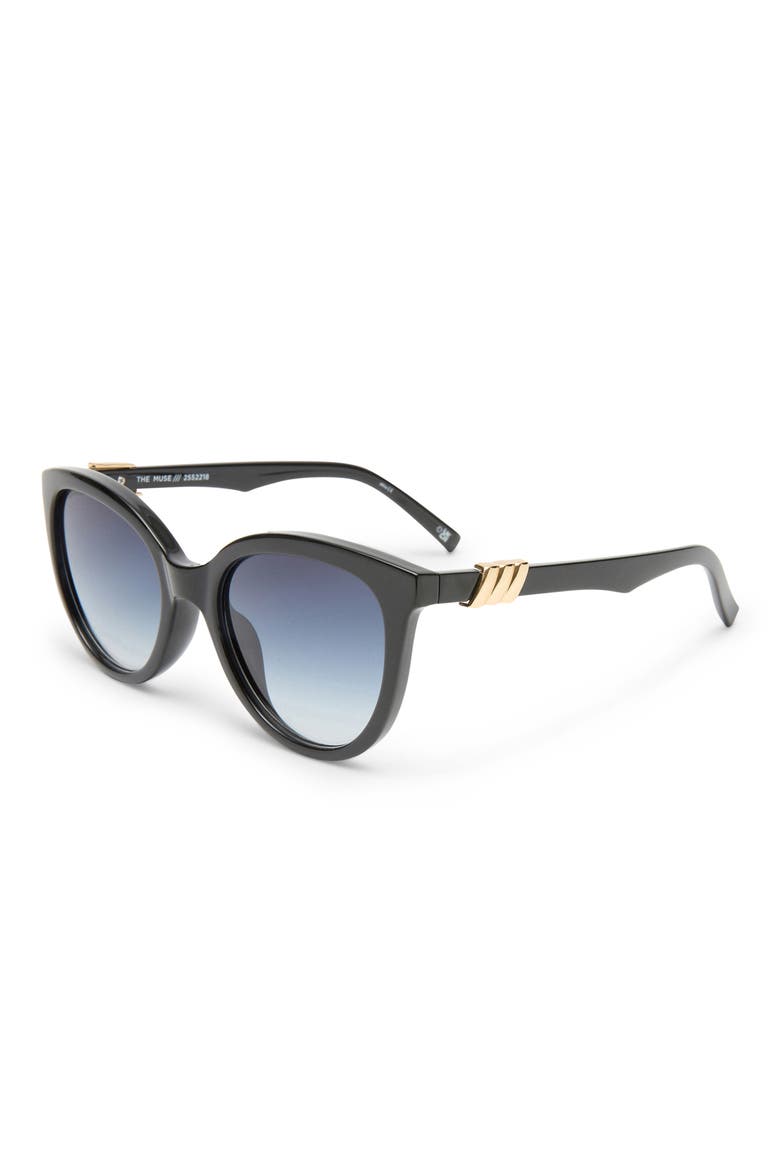 The Muse 54mm Round Sunglasses, Alternate, color, BLACK/ SMOKE GRAD