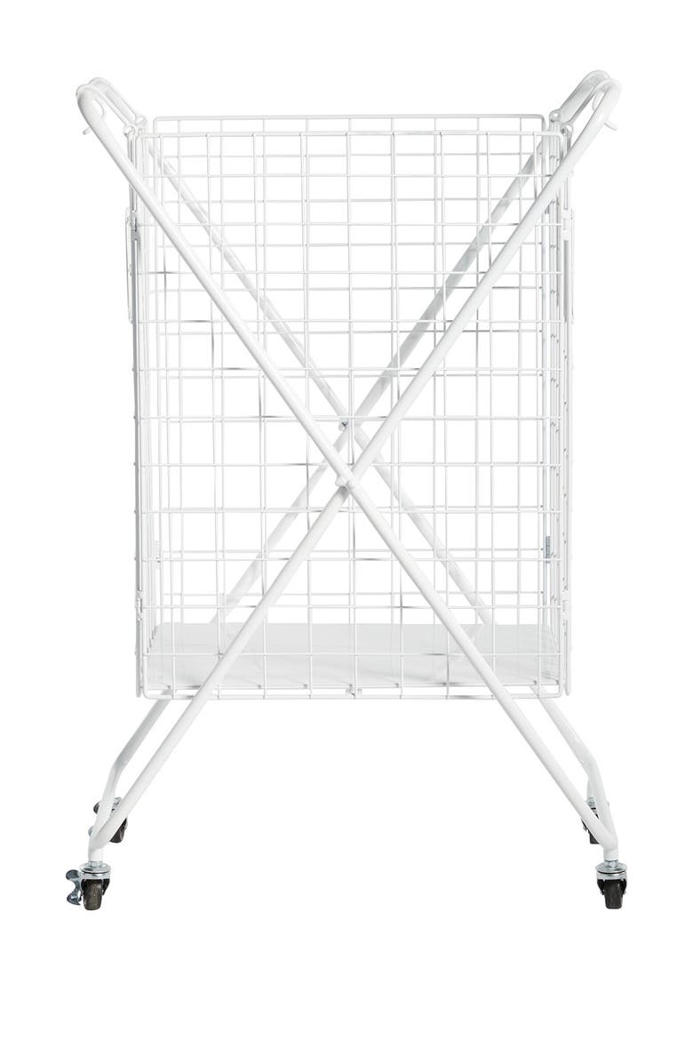 White Metal Farmhouse Storage Cart, Alternate, color, WHITE