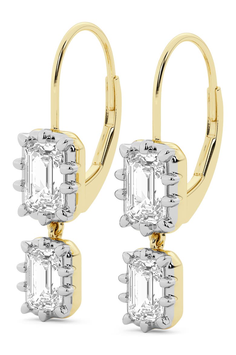 Georgian Lab Grown Diamond Twin Radiant Cut Drop Earrings, Alternate, color, 18K YELLOW/ WHITE GOLD