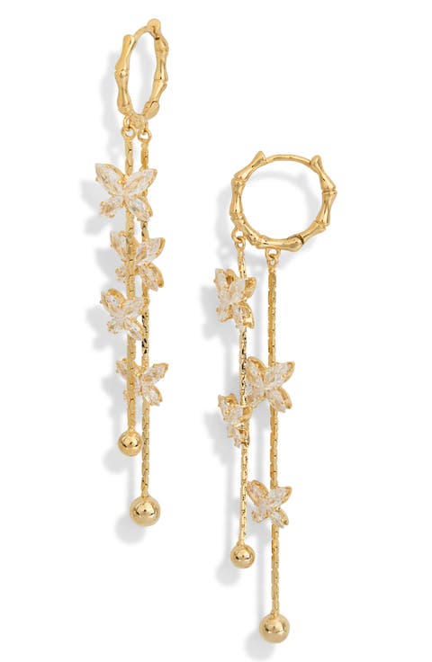 Valentina Cubic Zirconia Butterfly Linear Drop Huggie Hoop Earrings