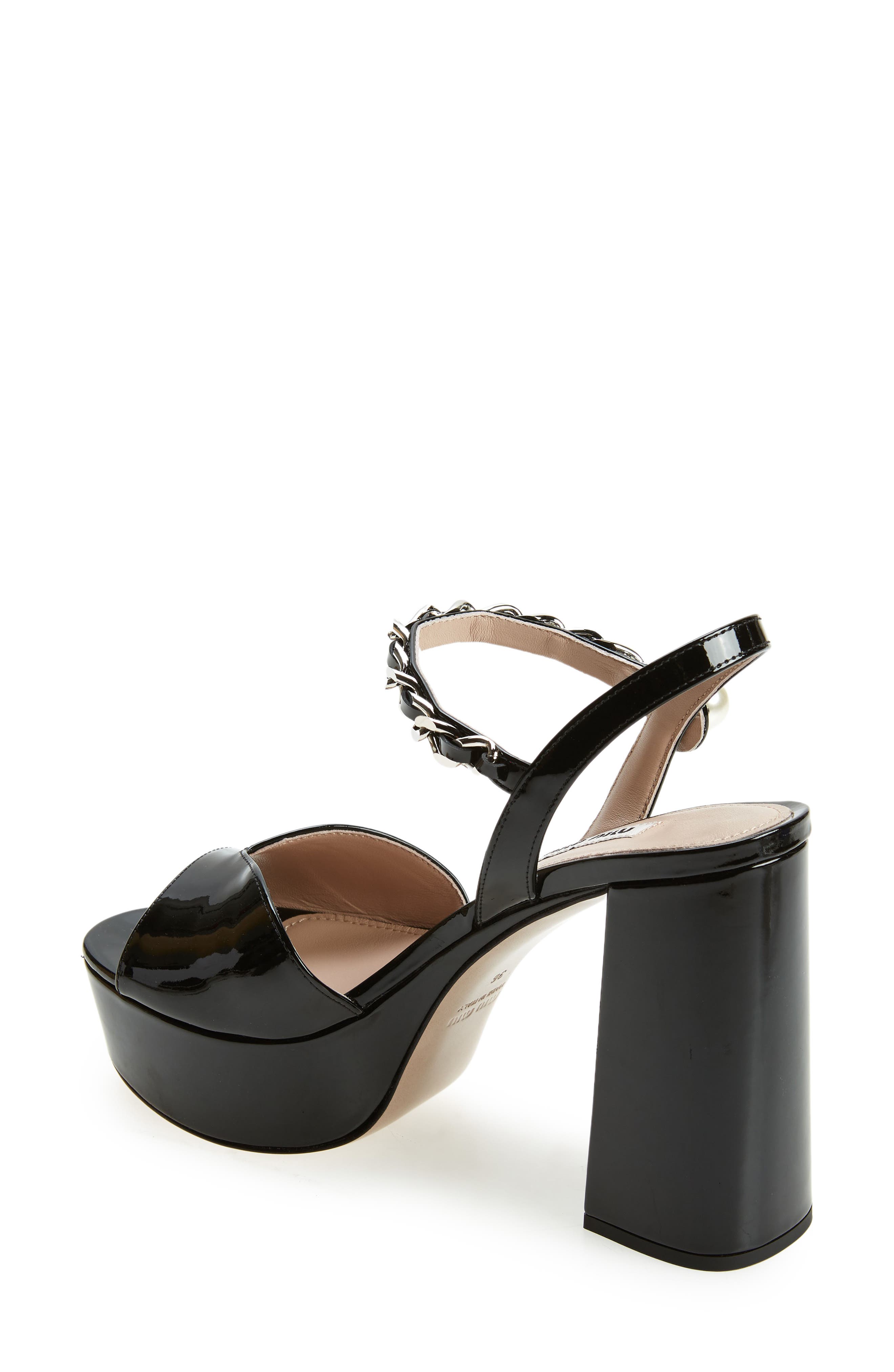 Miu Miu Chain Strap Platform Sandal, Alternate, color, 