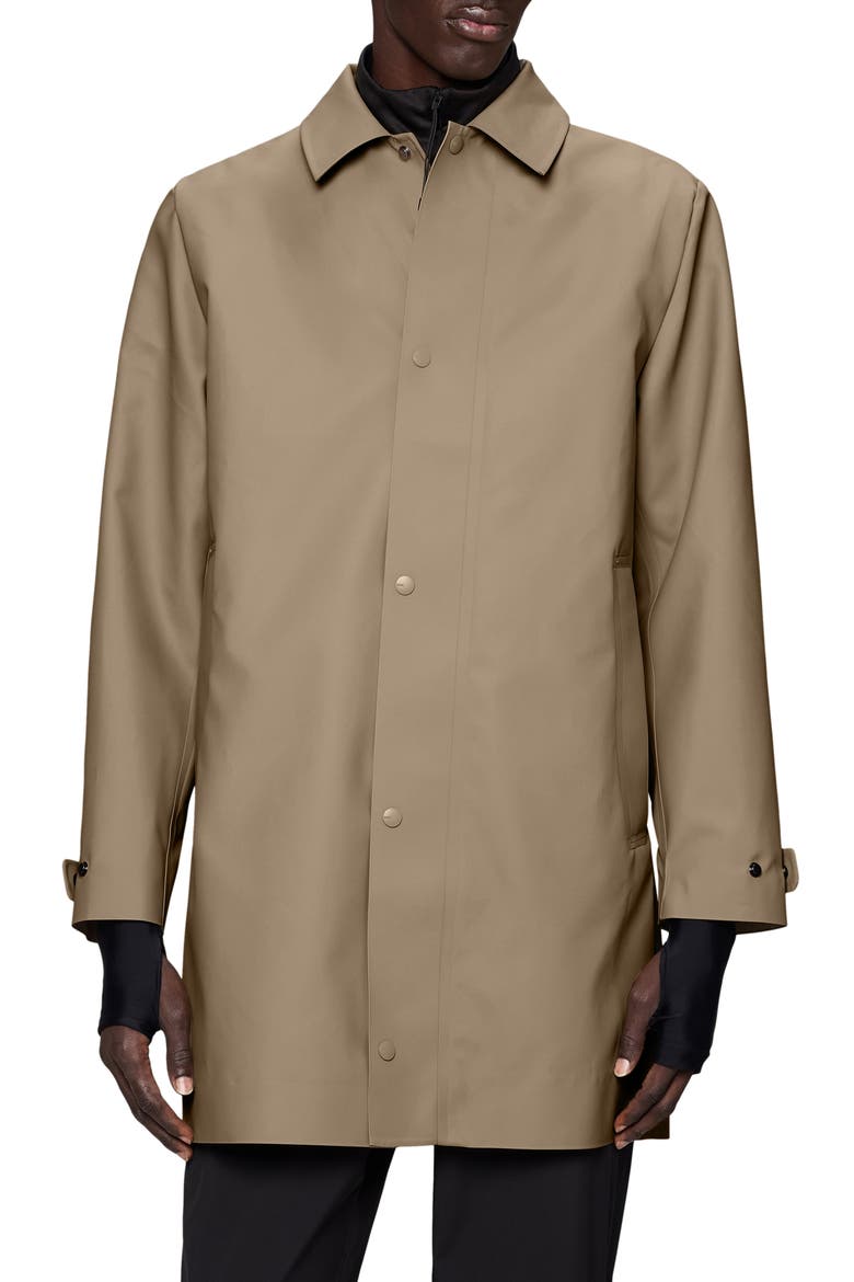 Nara Waterproof Longline Rain Jacket with Removable Hood, Main, color, BEIGE