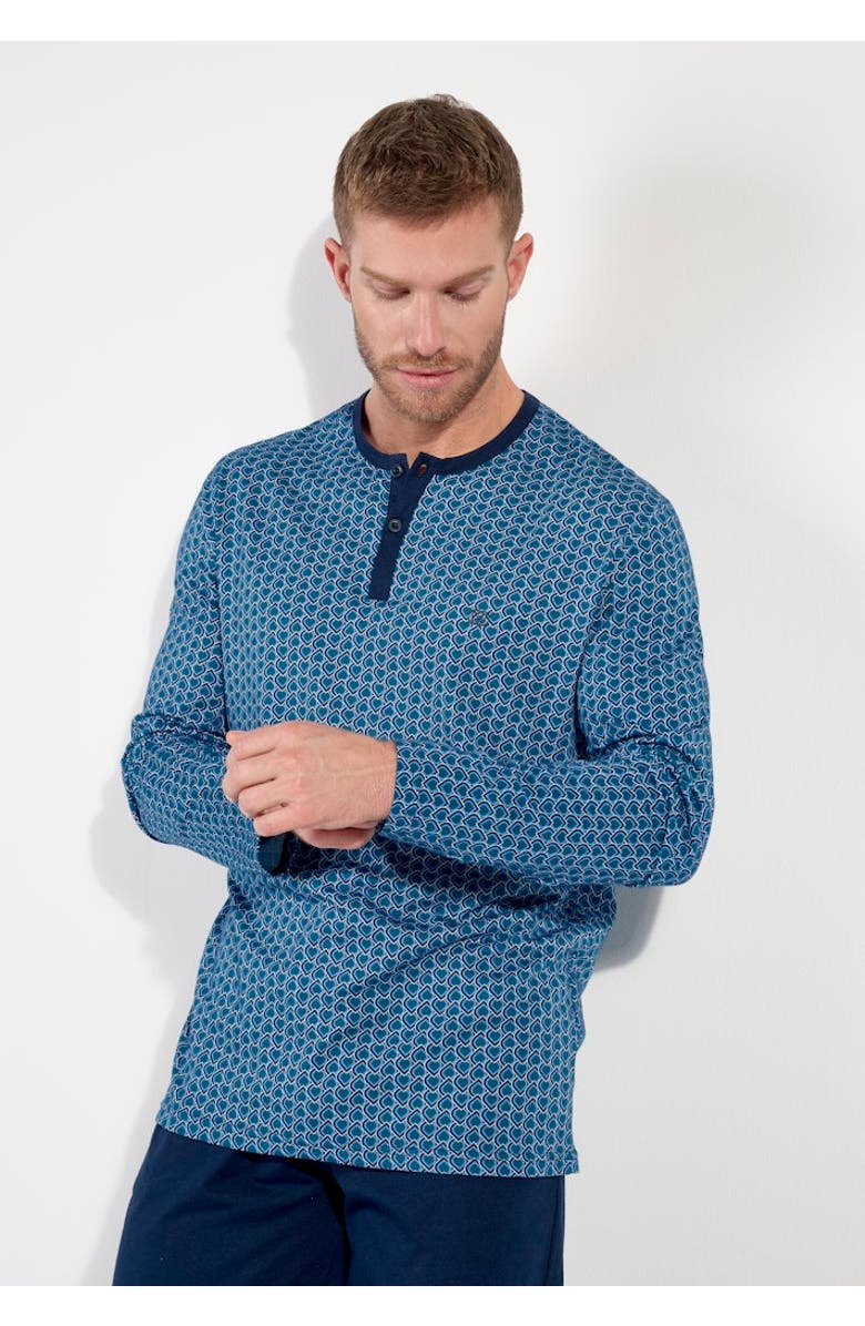 HOM Martinez Long Pajama Set, Alternate, color, Blue Print
