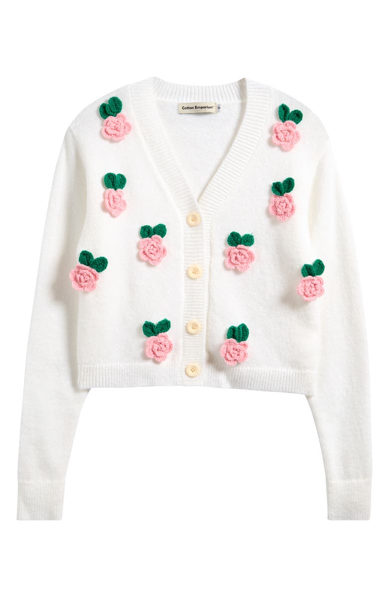 Cotton Emporium Kids' Floral Embellished Cardigan, Main, color,