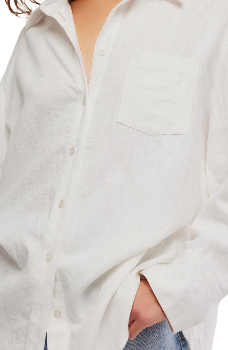 Free People Sabine Cotton Button-Up Shirt, Alternate, color, Parchment