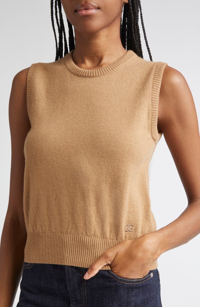 Dolce&Gabbana Cashmere Sweater Vest, Alternate, color, M2186 Marrone Chiaro