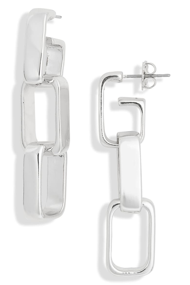 Chain Link Drop Earrings, Main, color, SILVER