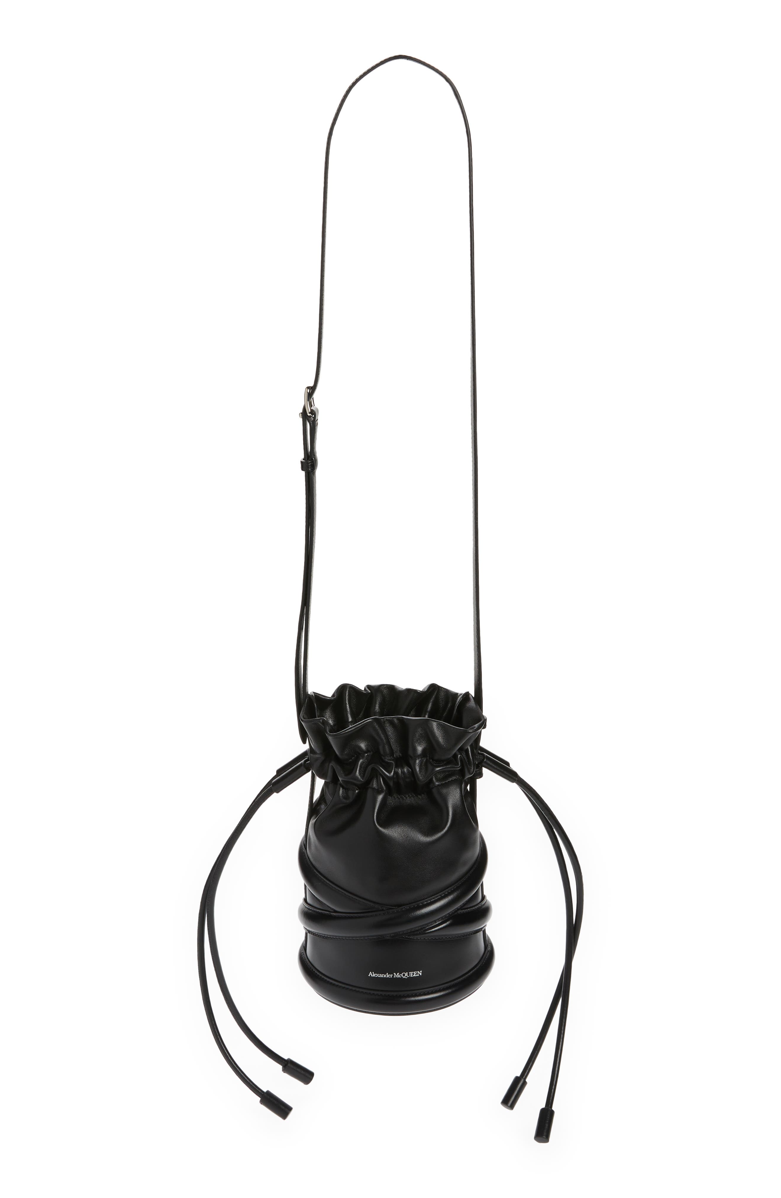 McQueen Alexander McQueen The Soft Curve Drawstring Leather Crossbody Bag, Alternate, color, 