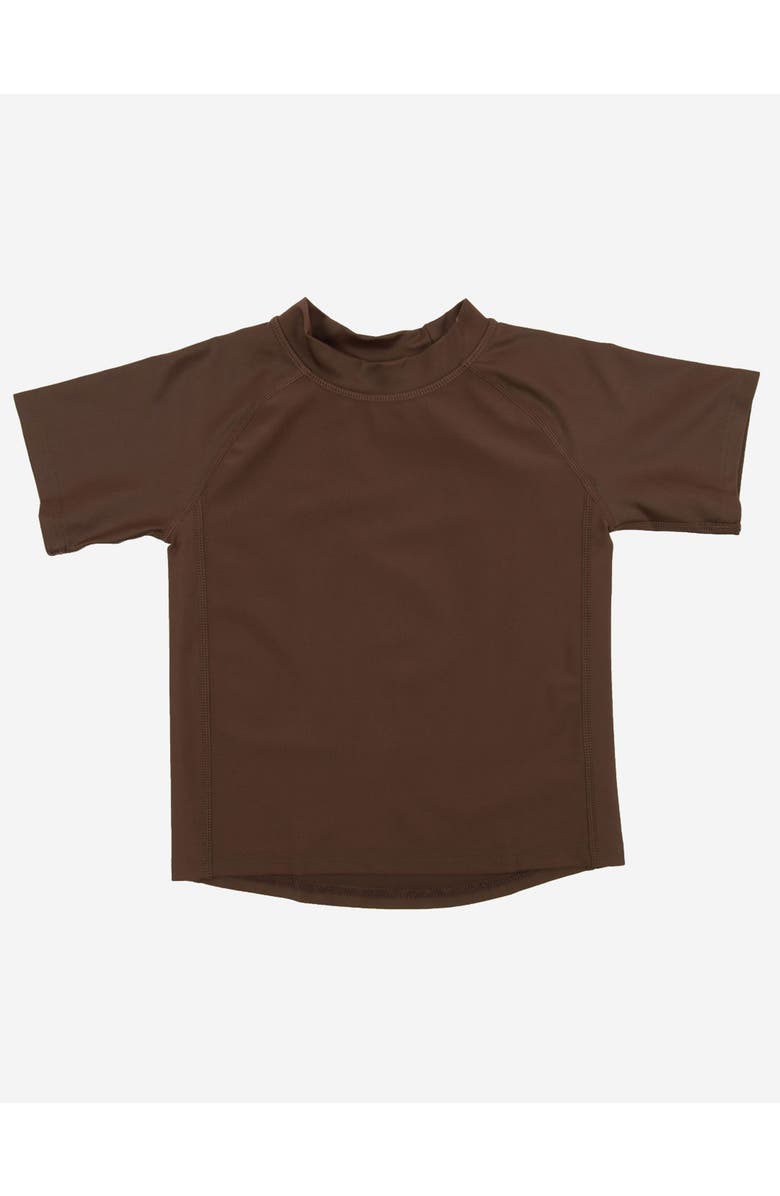 Leveret Kids Short Sleeve Rash Guard, UPF 50+ Swim Shirt, Main, color, Brown