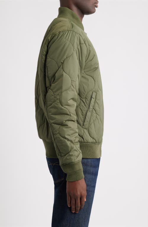 Schott Nyc Dumbbell Quilted Ma-1 Ripstop Nylon Bomber Jacket In Green
