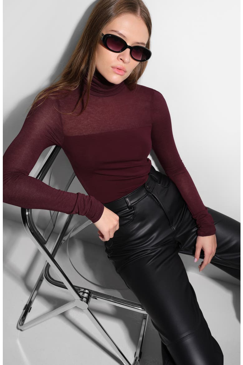 Cara Turtleneck Top, Alternate, color, BURGUNDY