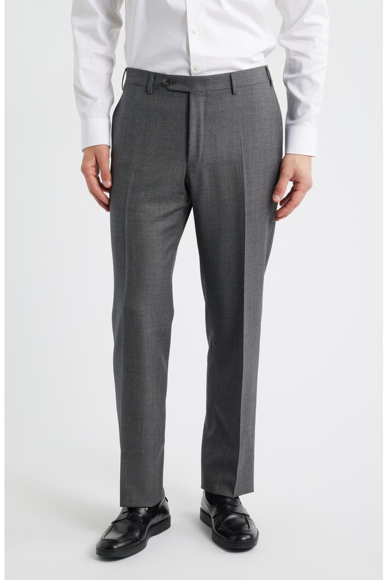 Siena Regular Fit Grey Flat Front Super 130s Wool Dress Pants, Main, color, GREY