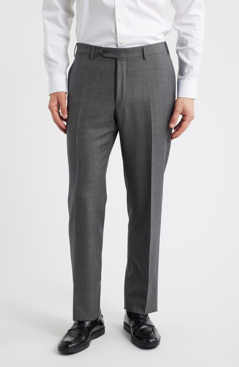 Canali Siena Regular Fit Grey Flat Front Super 130s Wool Dress Pants, Main, color, Grey